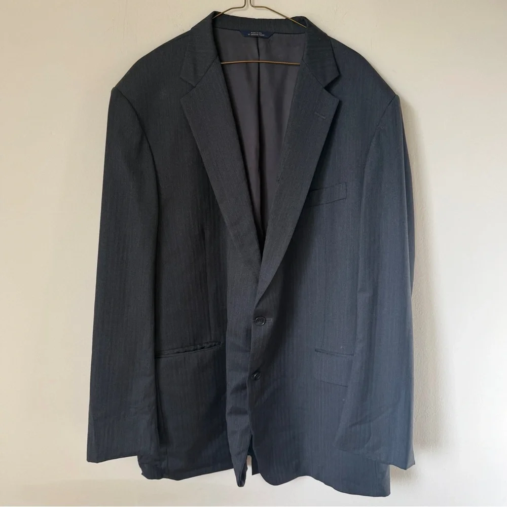Brooks Brothers Wool Striped Grey Suit Jacket Blazer Single Breasted 50L